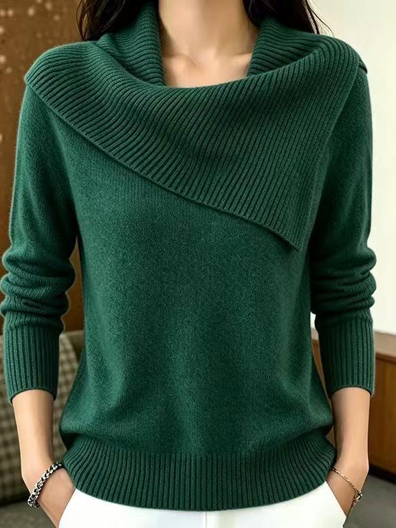 Women's Retro European & American Slimming Lapel Sweater - Playful & Versatile Knit Design