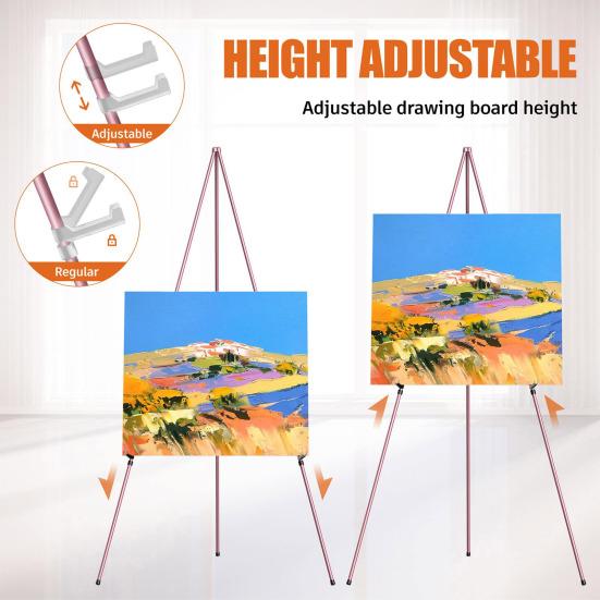 Easel Display Stand Collapsible Portable Metal Tripod Art Display Stand Adjustable Painting Easel for Canvas Wedding Sign