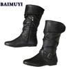 Мода Балетки Женские Сапоги до колена Модная обувь Тренд 2025 Зима Новые Плиссированные Кожаные Челси Сапоги Молния Повседневная Ходьба Женские Ботинки