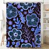 Floral Shower Curtain Waterproof Fabric Print Blue Flower Decorative Bath Rug Home Decoration 3D Black Background Shabby Chic Bo