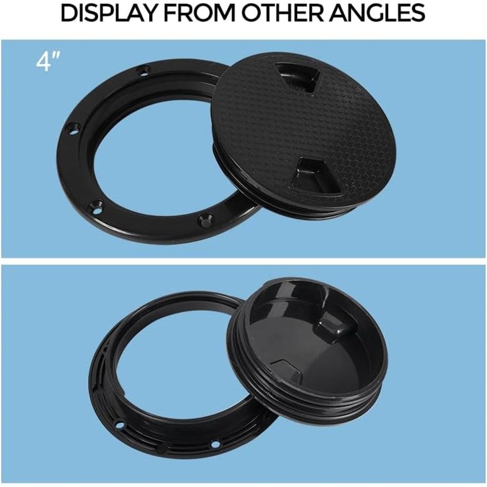 Черные круглые нескользящие смотровые люки - размеры 4", 6", 8" со съемной крышкой - откручивающаяся крышка люка из АБС-пластика для каяка, яхты, черная