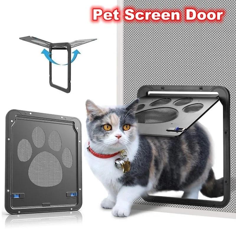 Дверь для домашних животных, запираемая, с функцией самозакрывания, прочная сетчатая дверь для собак, кошек, легкий сейф, свободный вход в дом