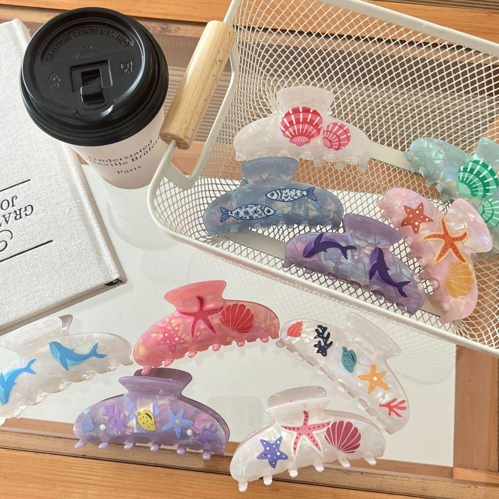 Korean Style Ocean Animal Hair Clip Sweet Geometry Shark Clip Hairpin Shell Hair Claw Girls