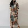 ZANZEA Женское летнее платье с принтом, повседневное, с V-образным вырезом, свободного кроя, с рукавом 3/4, длинное