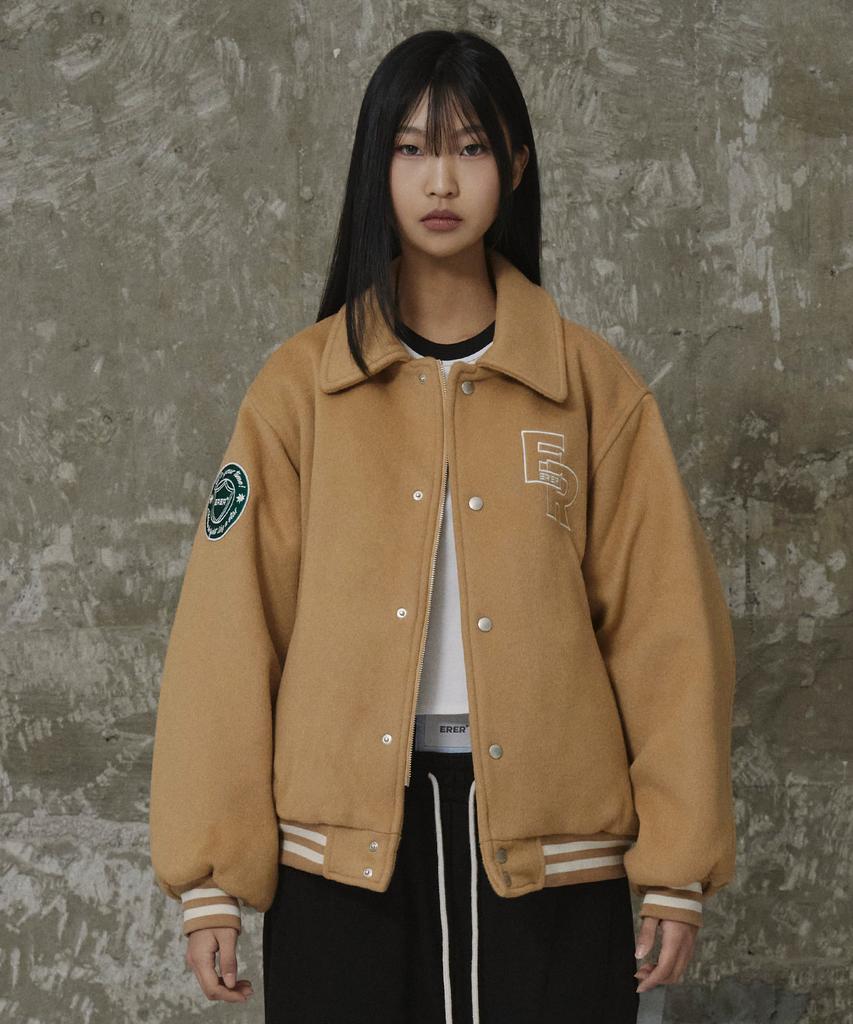 Erer Nautical Varsity Jacket Beige