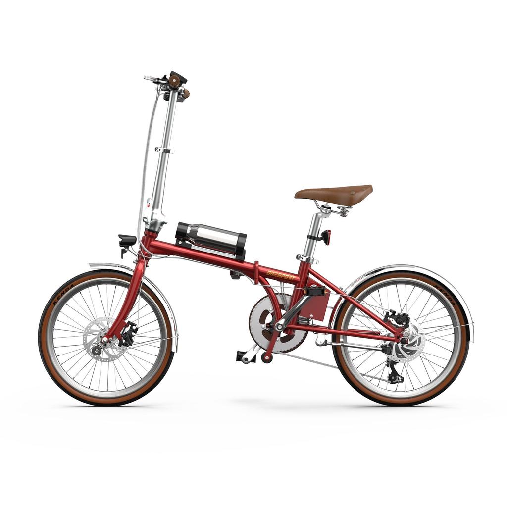 OT02PRO, red/green, 250W motor power, 36V, 5.2AH detachable battery, 20*1.35 inch tires, city road electric bicycle, maximum speed 25KM/H