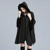 9 Colors Black Winter Warm Fashion Horn Buckle Poncho Capes Women Imitation Rabbit Fur Batwing Sleeves Loose Long Coat With Hat