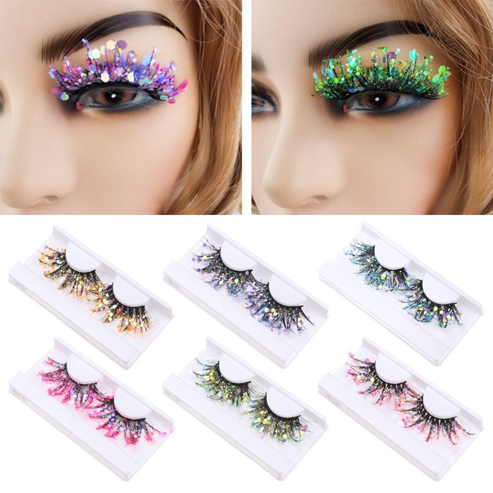 Sequin Glitter Powder Color Luminous Fake Lashes 3D False Eyelashes Nude Makeup Makeup Supplies