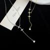 Ожерелье Banyan Tree S925 Silver Zircon Star Tassel для женщин - простая четырехконечная звезда с дизайном ключичной цепочки