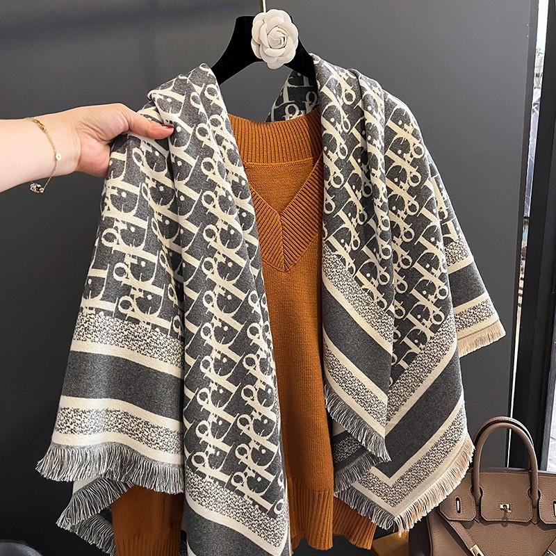 New Women'S Fashionable Imitation Cashmere Autumn And Winter Warm Large Square Scarf Double-Sided Tassel Scarf Air Conditioning Shawl