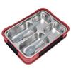 Multifunctional Stainless Steel Divided Dinner Tray Food Plate for Students School CanteenHawthorn Red (4 Compartments )