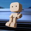 Shaking Wooden Man Figurine Car Decoration with Clip Shaking Feet Wooden Doll Leg-Swinging Robot Figurine Car Wood Ornaments