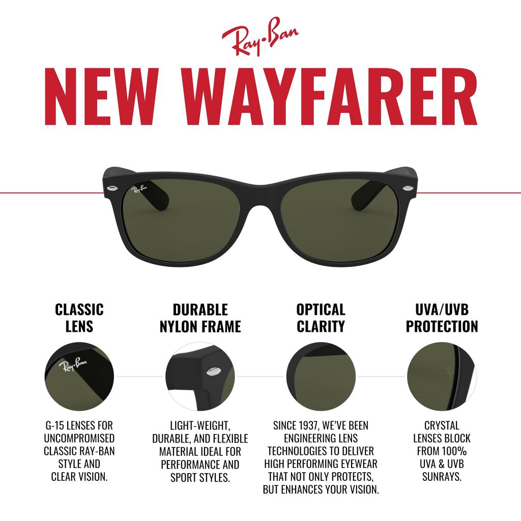 Солнцезащитные очки 0RB2132 NEW WAYFARER ЧЕРНЫЕ С ЗЕЛЕНЫМ КАМУ ТЕМНО-СЕРЫЕ 6822B155 Поляризационные [Ray-Ban]