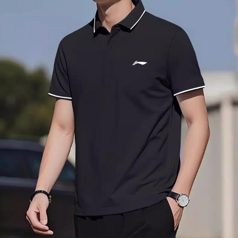 Li-Ning Минималистичная однотонная быстросохнущая дышащая удобная универсальная футболка-поло с коротким рукавом повседневный спортивный костюм YPLV047-3+AKLU881-2