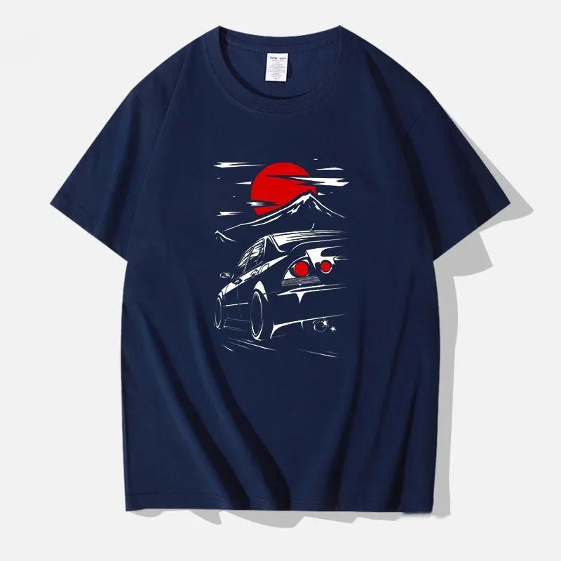 Японский стиль Машина Смешные футболки Мужские Спин-принт уличная одежда Оригинальный дизайн Большие топы футболки Свободные дышащие футболки