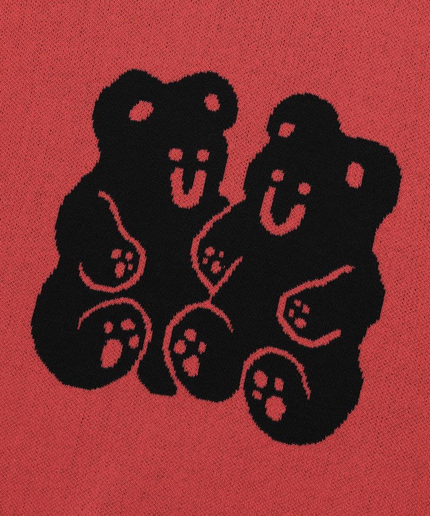 NICEGHOSTCLUB Вязаный топ с половиной рукава 'Мишка Гэмми' - Красный(Ng2Cfuk604A)