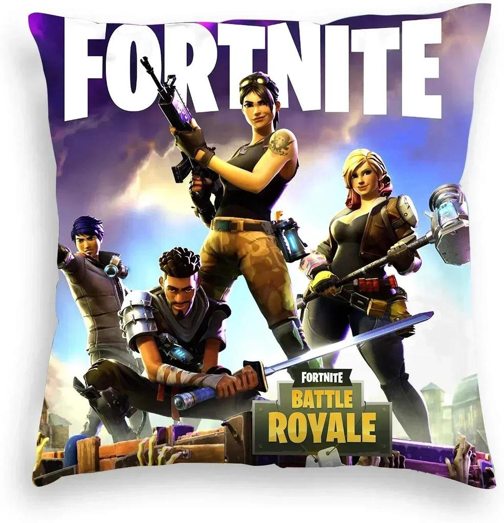 High Quality Fortnite Cushion Cover Plush Anime Pillowcase Plush Pillow Cases Home Decoration Pillow Cover for Sofa Bed Chair Living Room