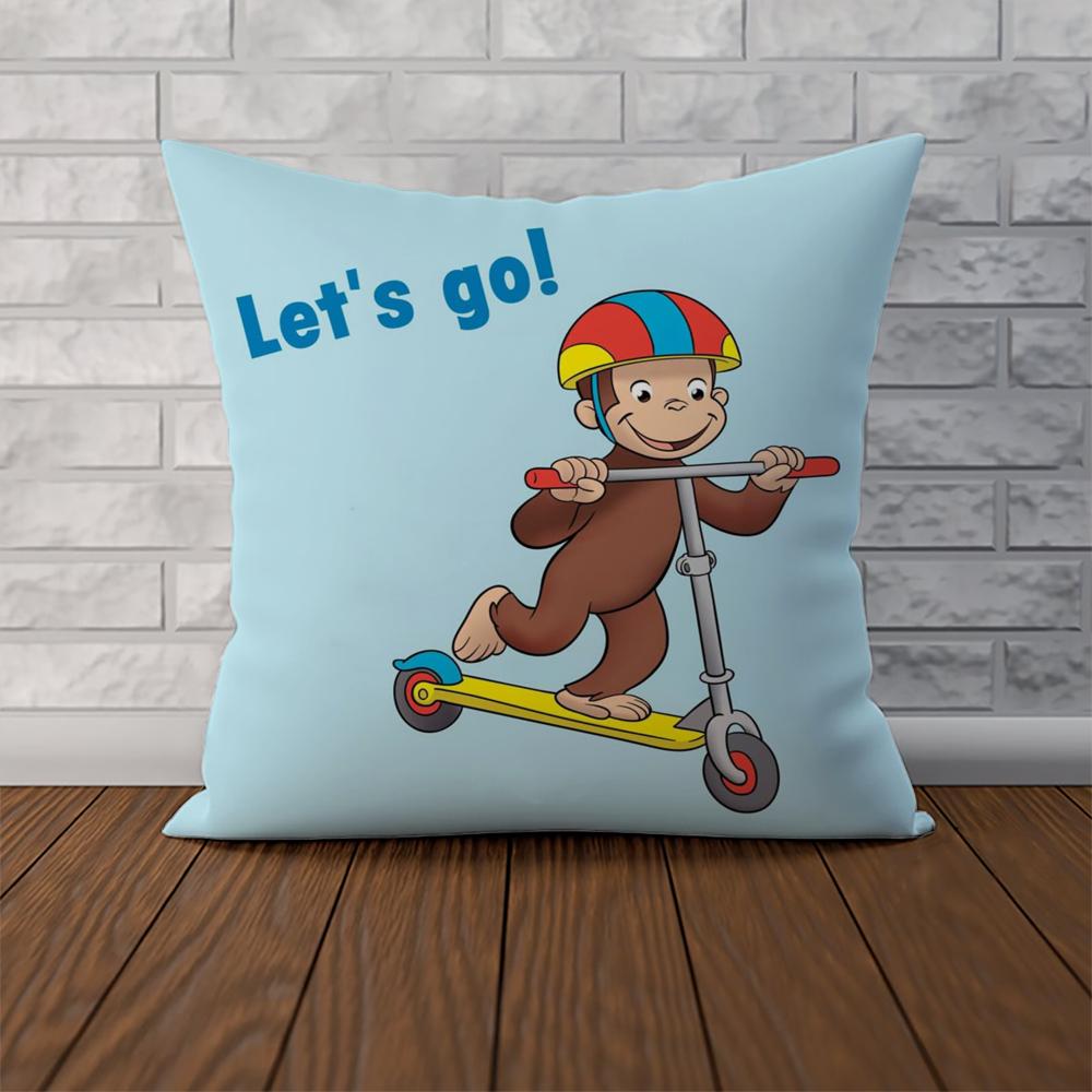 CCurious George Pillow Case For Car Sofa Decorative Home Doublesided Print Plush Square Throw Pillow Cushion Cover