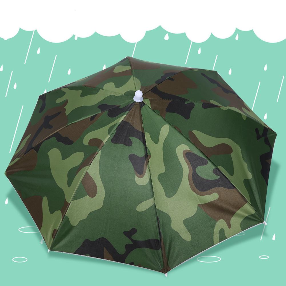 65cm Sunscreen Windproof Head Mounted Umbrella Top Folding Hat Umbrella(Camouflage)
