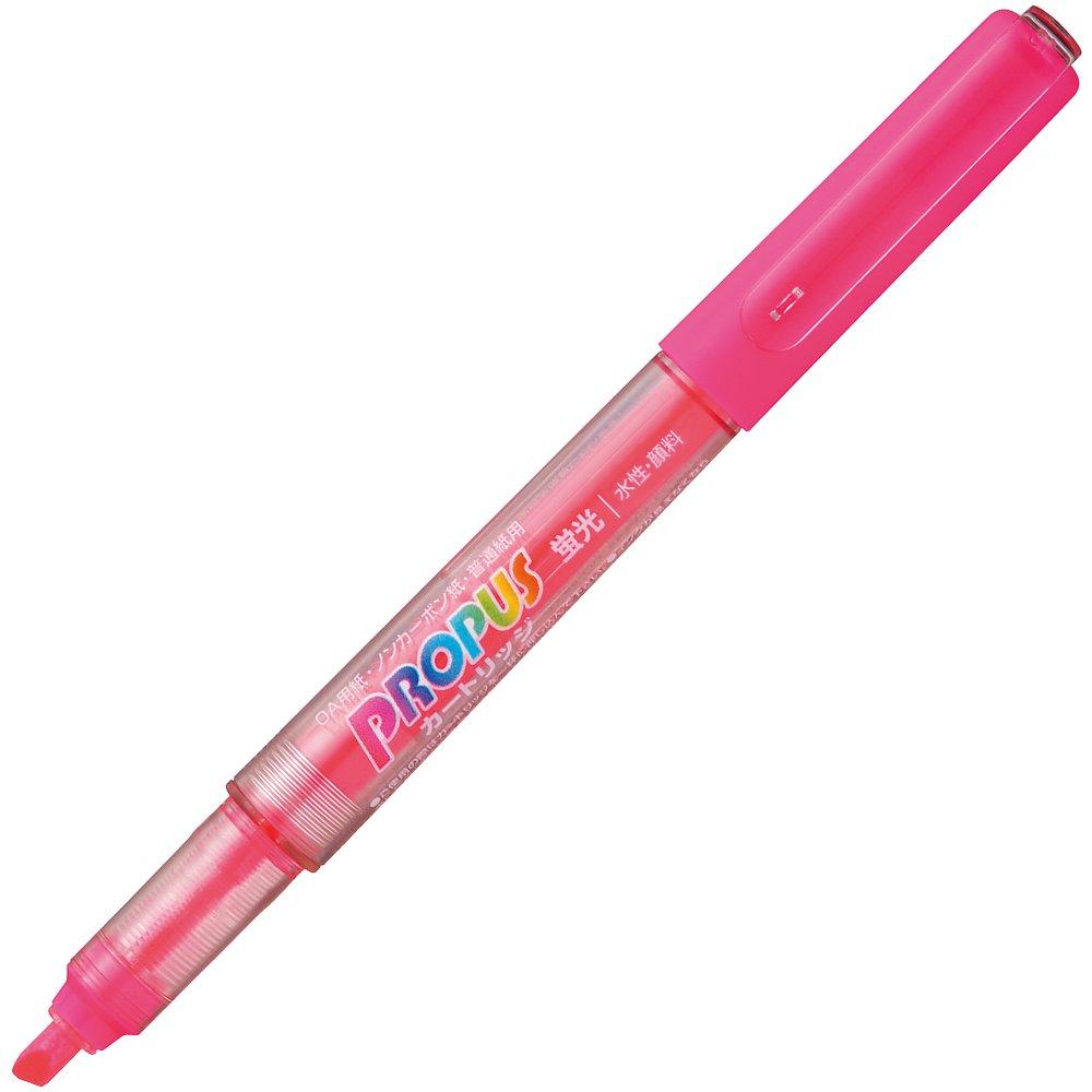 Mitsubishi Pencil ProPass Highlighter Broad Pack of 10 Cartridge, Tip, Pink, PUS155.13,