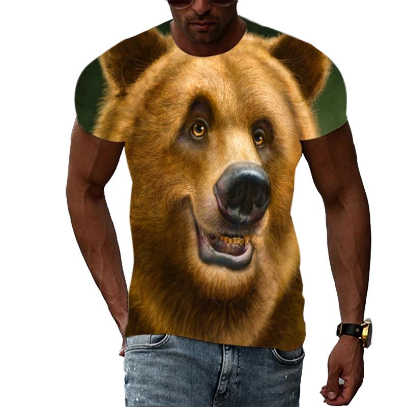 Animal Cool Bear 3D Printed T-shirt Fitness Street Fashion Casual Tops O-neck Short Sleeves Summer New Sports Clothes Tees Shirt