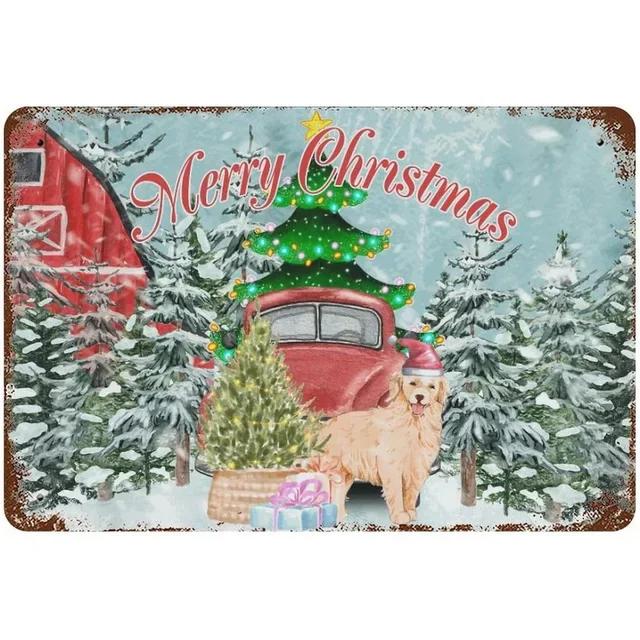 Vintage Merry Christmas Metal Tin Sign Rustic Wall Art Plaque for Home Cafe Garden Bar Club Man Cave Perfect Holiday Decor