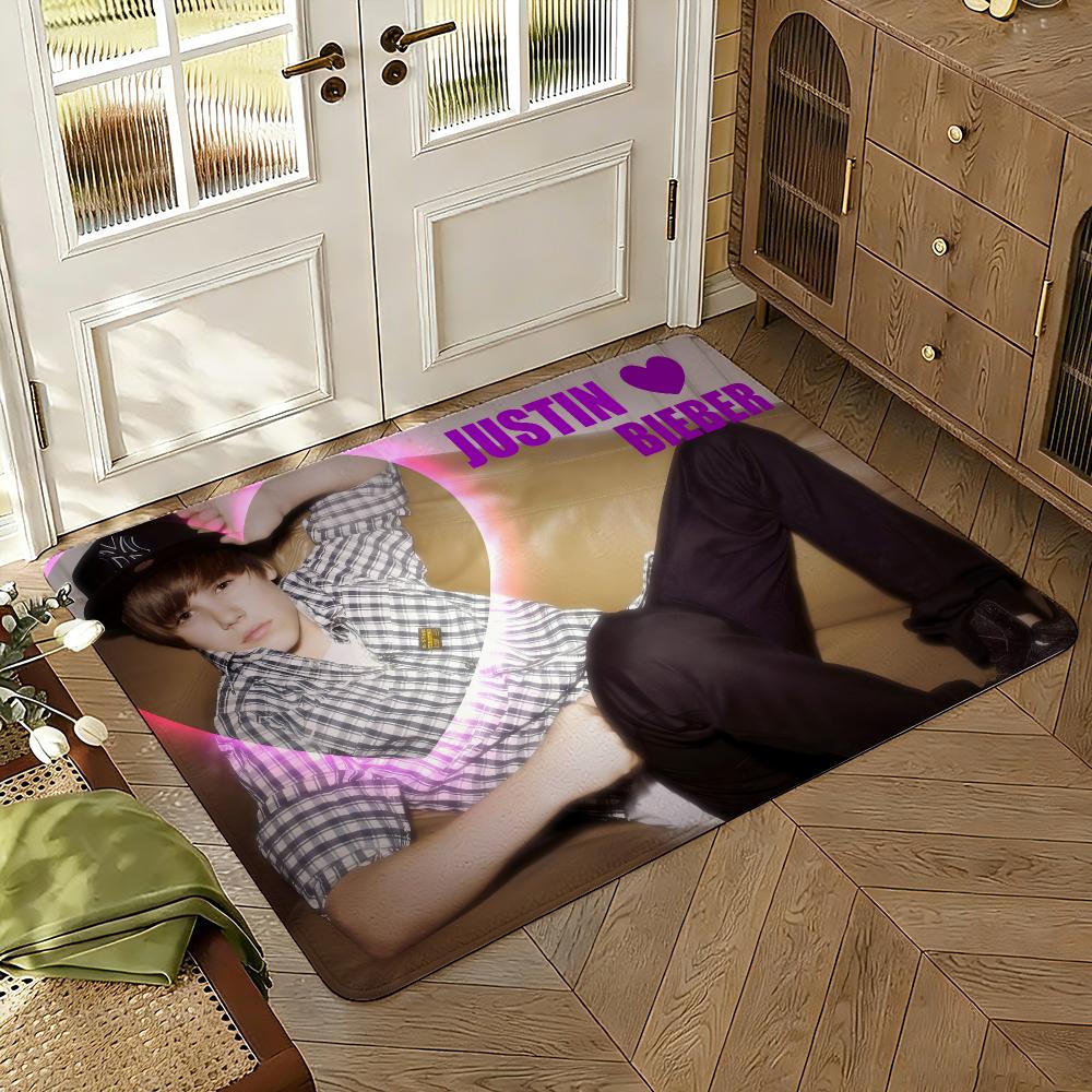 Hot Singer J-Justin B-Bieber Floor Mat Soft Thickened Absorbent Non-Slip Bedroom Living Room Door Mat Home Decor Flannel Rugs
