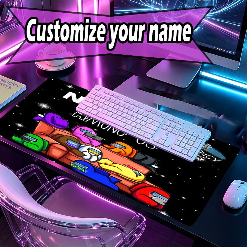 Custom Name Personalized Among Us Pattern Mousepad, Laptop PC Desk Mat, Decorative Desk Mat for Home Keyboard Pad Gift