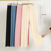 2025 Women's High Waist Wide Leg Ice Silk Pants - Spring/Summer Loose, Slimming, Floor-Length.