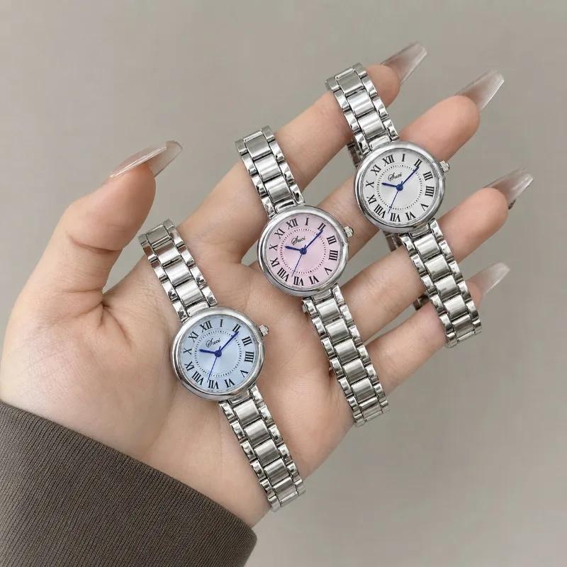 Fashion Women's Quartz Watches Simple Round Roman Dial Stainless Steel Ladies Wristwatch Elegant Dress Woman Watches Reloj Mujer