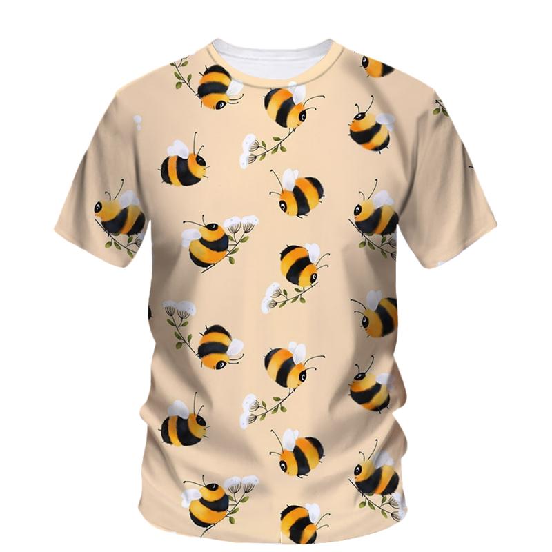 3d Printed Bee Print Summer Men'S T-Shirt Hip Hop Trend Neutral Fashion Animal Short Sleeve Quality Loose O Handsome Top