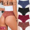 4PCS/Set Women Floral Lace Thongs Sexy Perspective G-String Mid Waist T-back Female Breathable Intimates Brazilian Underwears