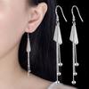 Womens Korean Fashion Cute Elegant 925 Silver Plated Anti-allergy Simple Wind Chime Hook Dangle Earrings Female Tassel Wind Bell Ear Jewelry Xmas Gift