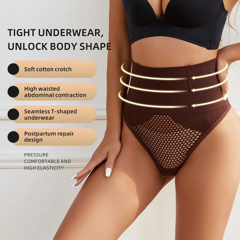High Rise Thongs for Women Tummy Control Underwear Seamless Thong Panties Belly Shaper Briefs Butt Lifter Body Shaper