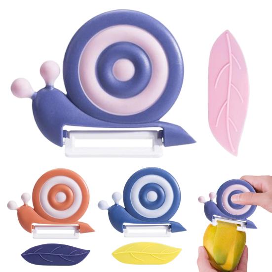 Керамическая овощечистка с дизайном улитки, портативная овощечистка с нескользящей ручкой, универсальная овощечистка для пикника и кемпинга