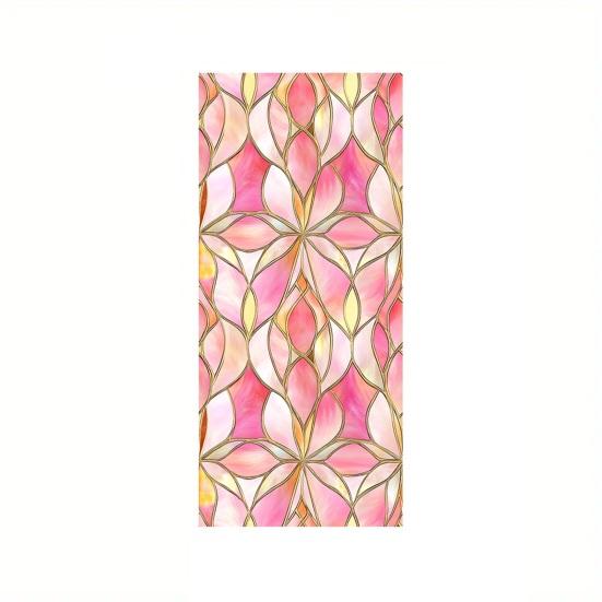 Stained Glass Rainbow Window Privacy Film Decorative Sun Blocking Glass Clings Colorful Static Coverings Decals for Home Glass Door