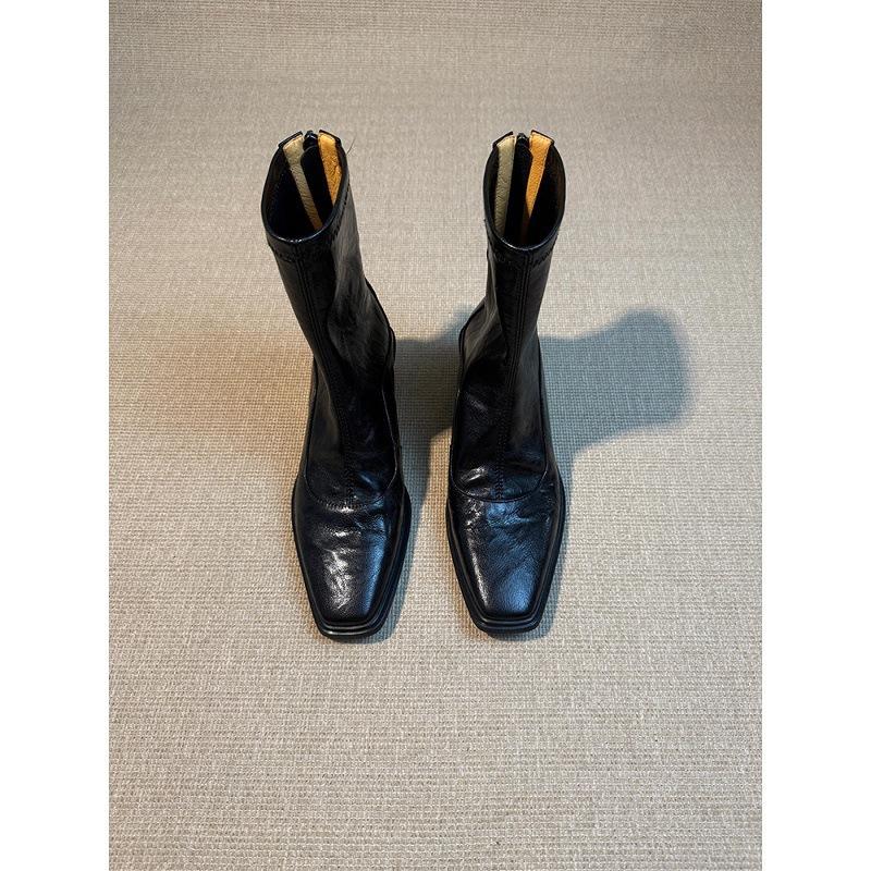 Ботильоны из вымытой коровьей кожи на танкетке, толстой подошве, увеличивающие рост, кожаные эластичные тонкие ботинки, женские ботинки из головной кожи, ретро, универсальные короткие ботинки