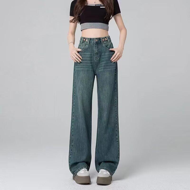 Women's Light High-Waist Wide-Leg Jeans - 2024 Versatile, Slimming, Petite Fit, Straight and Loose Long Pants