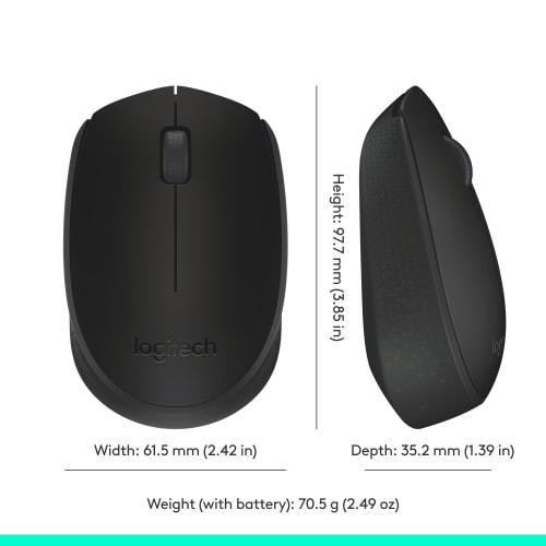 Logitech M170 2.4GHz беспроводная 3-кнопочная оптическая мышь с прокруткой и Nano USB-приемником (черный)