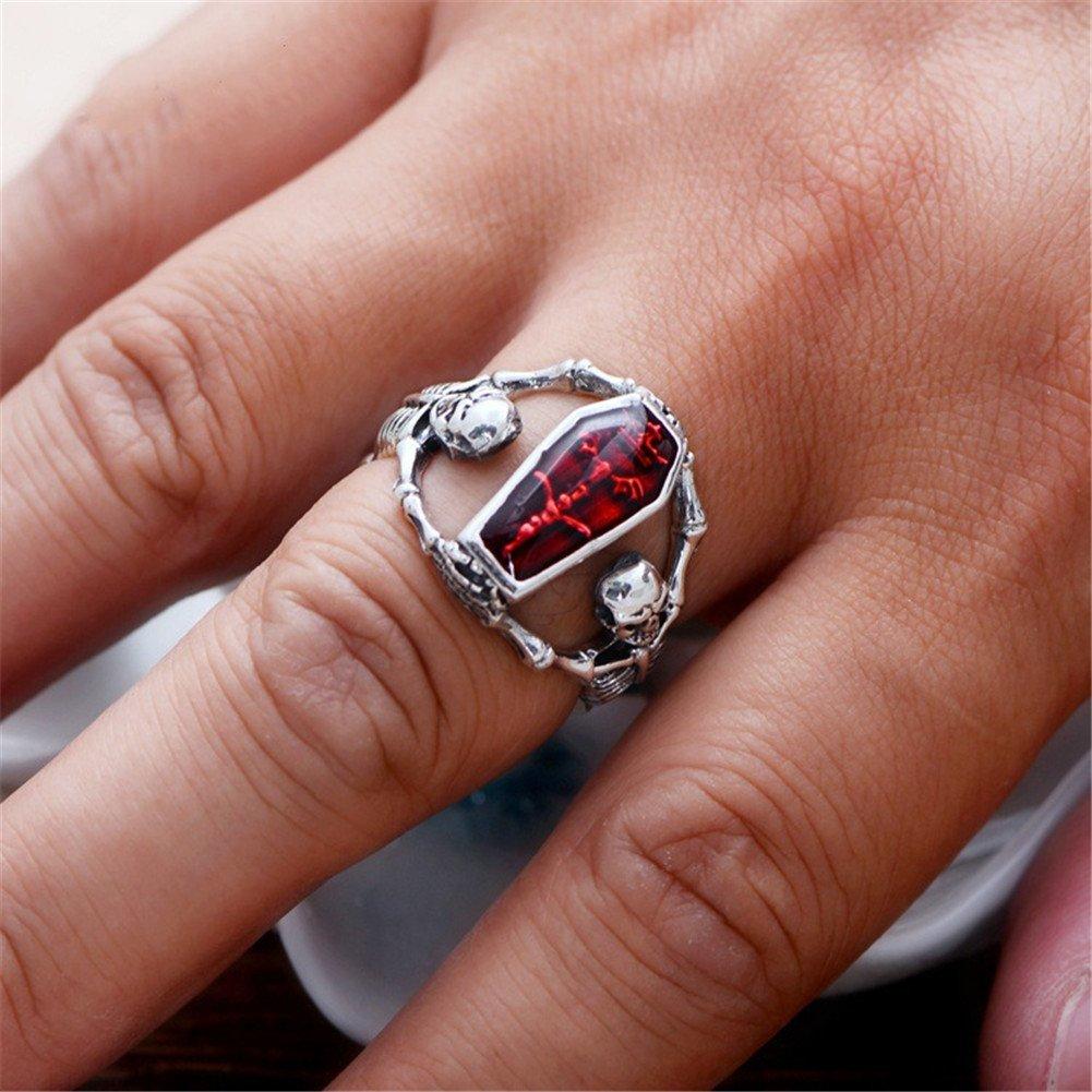 Vintage Men's Ghost Skeleton Skull Rings For Men Gothic Punk Alloy Metal Coffin Ring Rock Biker Halloween Jewelry Accessories
