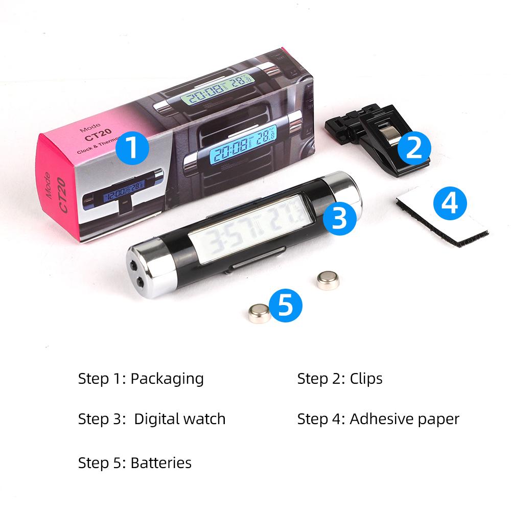 2 в 1 Автомобильные цифровые ЖК-часы/дисплей температуры Электронные часы-термометр Автомобильные цифровые часы Автомобильный аксессуар