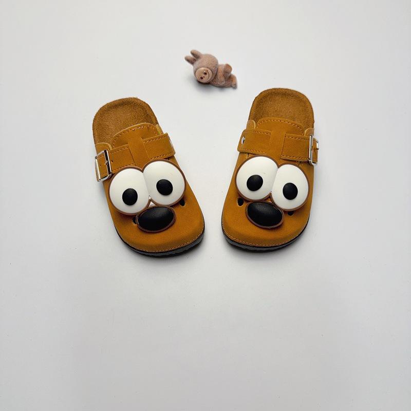 Детские ретро-сабо Birkenstock с мультяшным рисунком, нескользящие, с закрытым носком и толстой подошвой