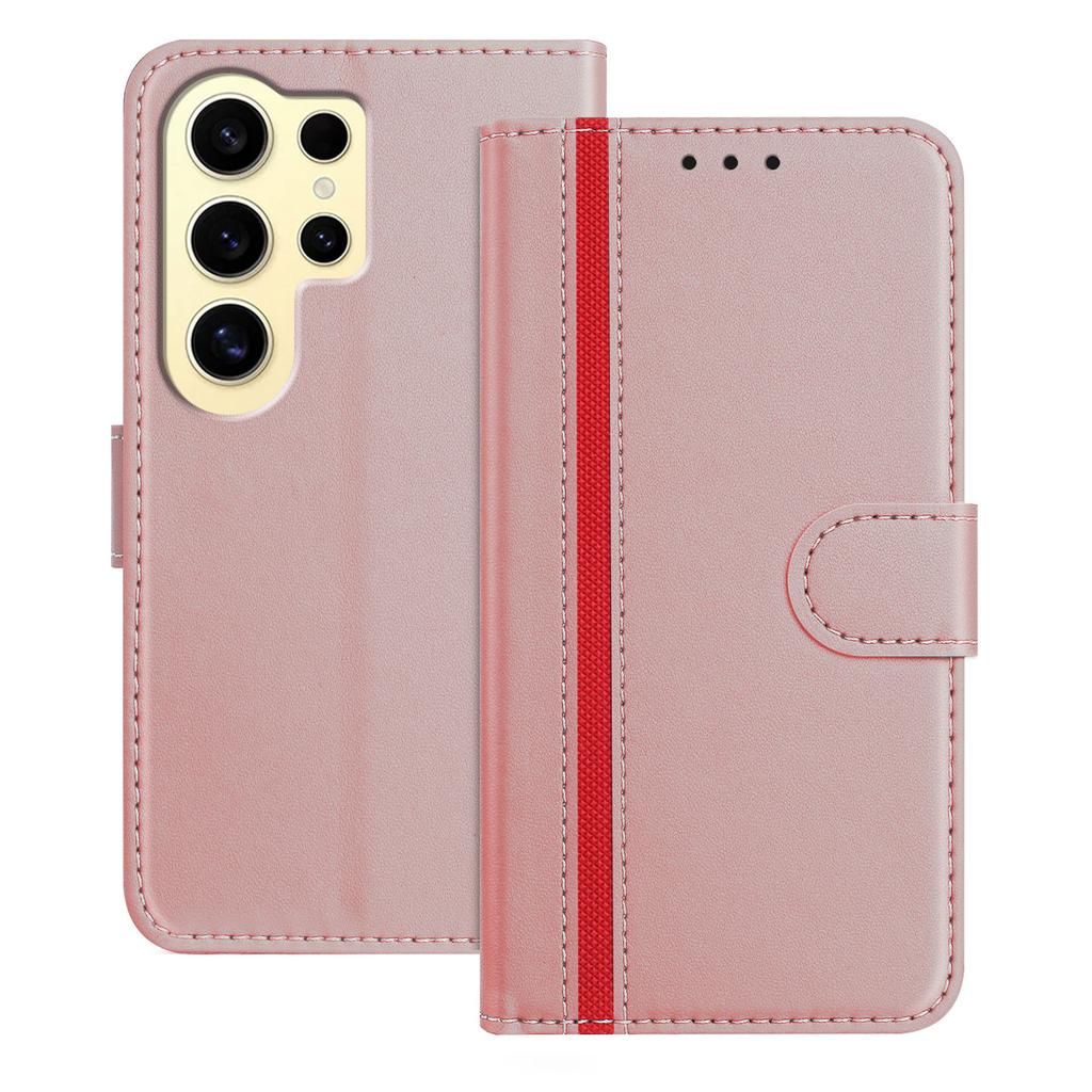 For Samsung Galaxy S24 Ultra Phone Cases Wallet Stand Color Splicing Leather Cover with Magnetic Clasp