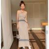 Summer Grey Slim Dresses for Women Backless Irregular Suspender Y2K Elegant Evening Dresses
