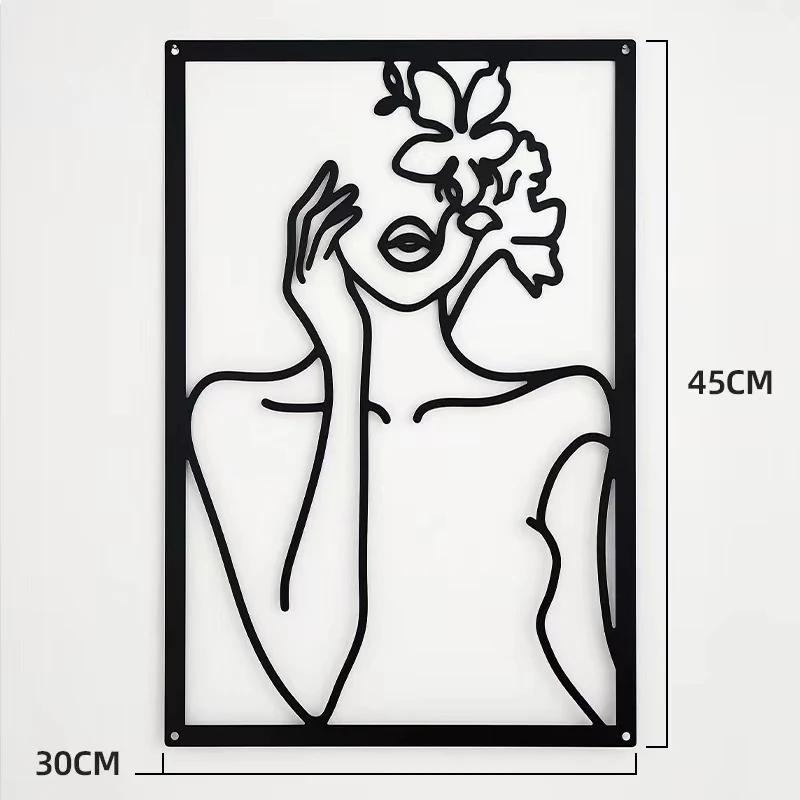 Modern Simple Abstract Female Line Decoration Background Wall Living Room Wall Decoration Hanging Painting Metal Material