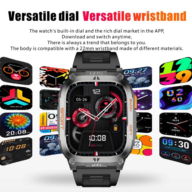 SACOSDING GPS Outdoors Smart Watch IP68 Waterproof GNSS Compass Military Sport LED Flashlight Smartwatch Men 2025 New For Android IOS