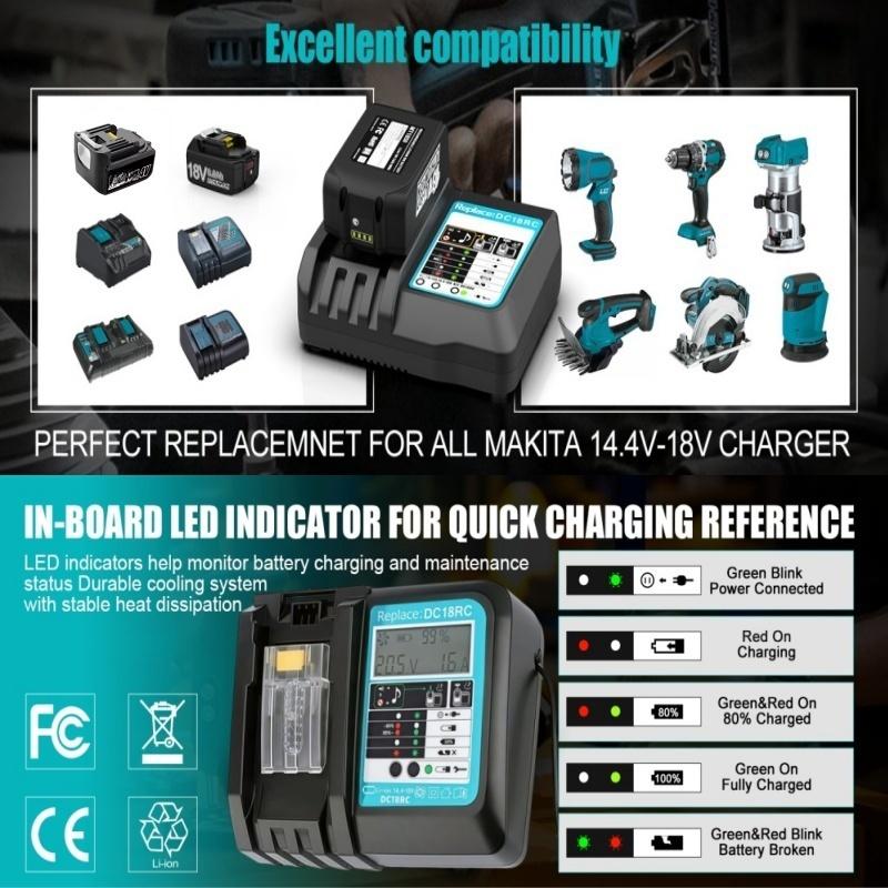 DC18RC для Makita 18V зарядное устройство для аккумулятора дрели 3A Li-ion зарядное устройство для Makita 14.4V 18V LXT BL1815 BL1860 BL1430 BL1450