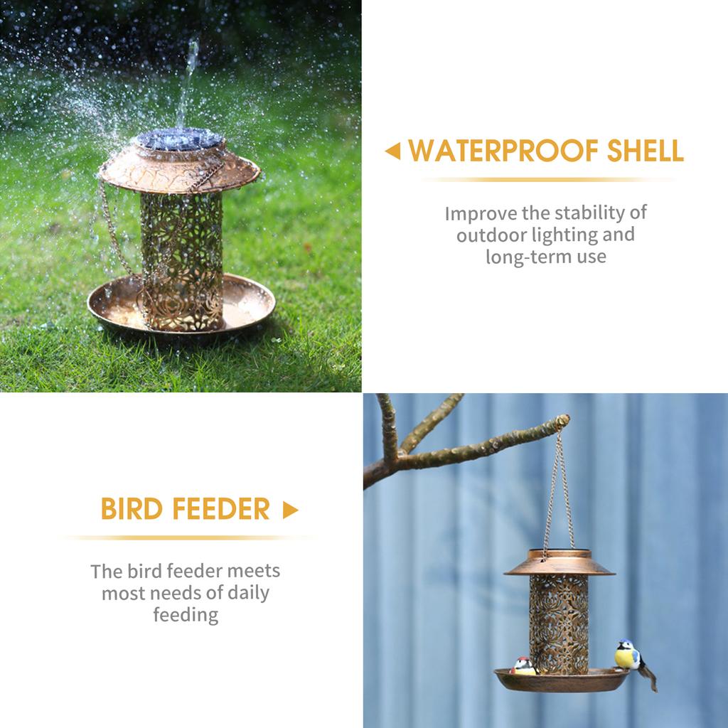 Светодиодная солнечная кормушка для птиц, полые садовые подвесные светильники, подвесной птичий домик с проекционным светом для