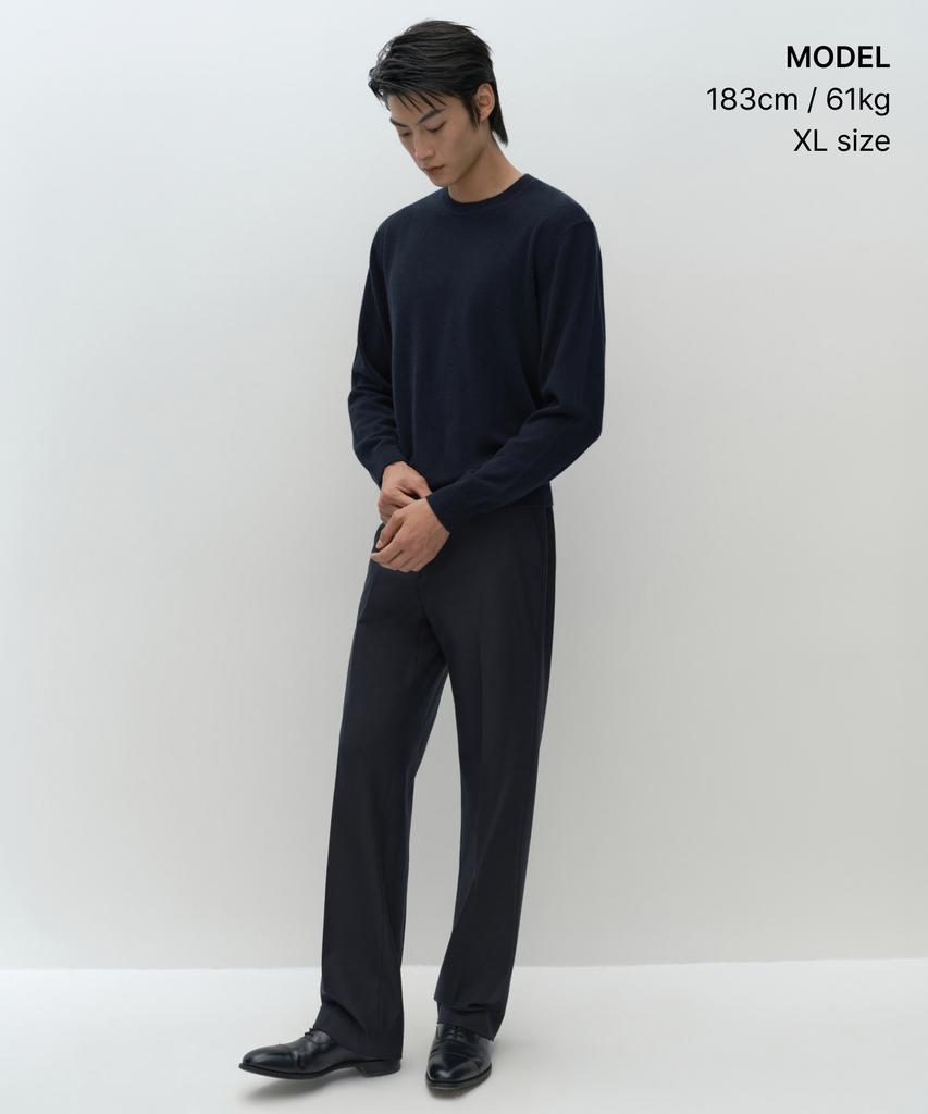 MUSINSA STANDARD [Plus] 100% Cashmere Crew Neck Knit [Navy]