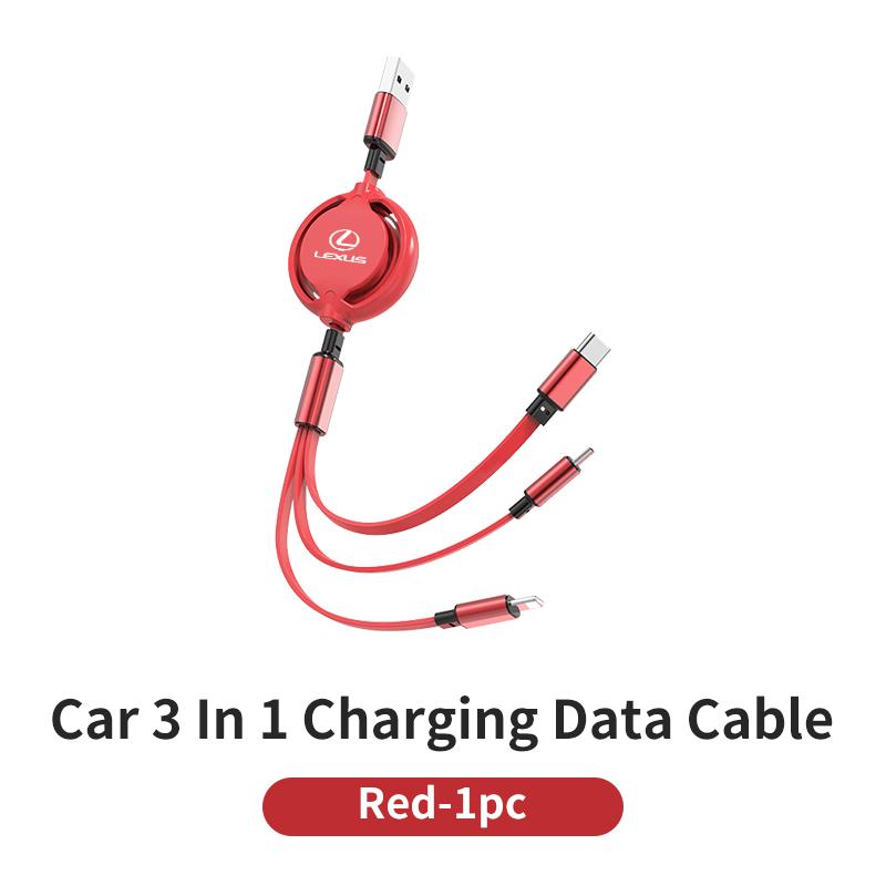 CKU5 Car 3-in-1 Charger Data Cable Type C USB Interface Charging Line Interior For Lexus CT ES GS NX IS250 CT200h IS300h ES300h RX400